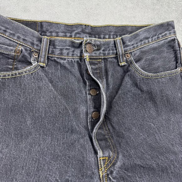 LEVIS 501xx Mens Regular Straight Leg Button Fly Denim Jeans Grunge Faded Black - Picture 4 of 8
